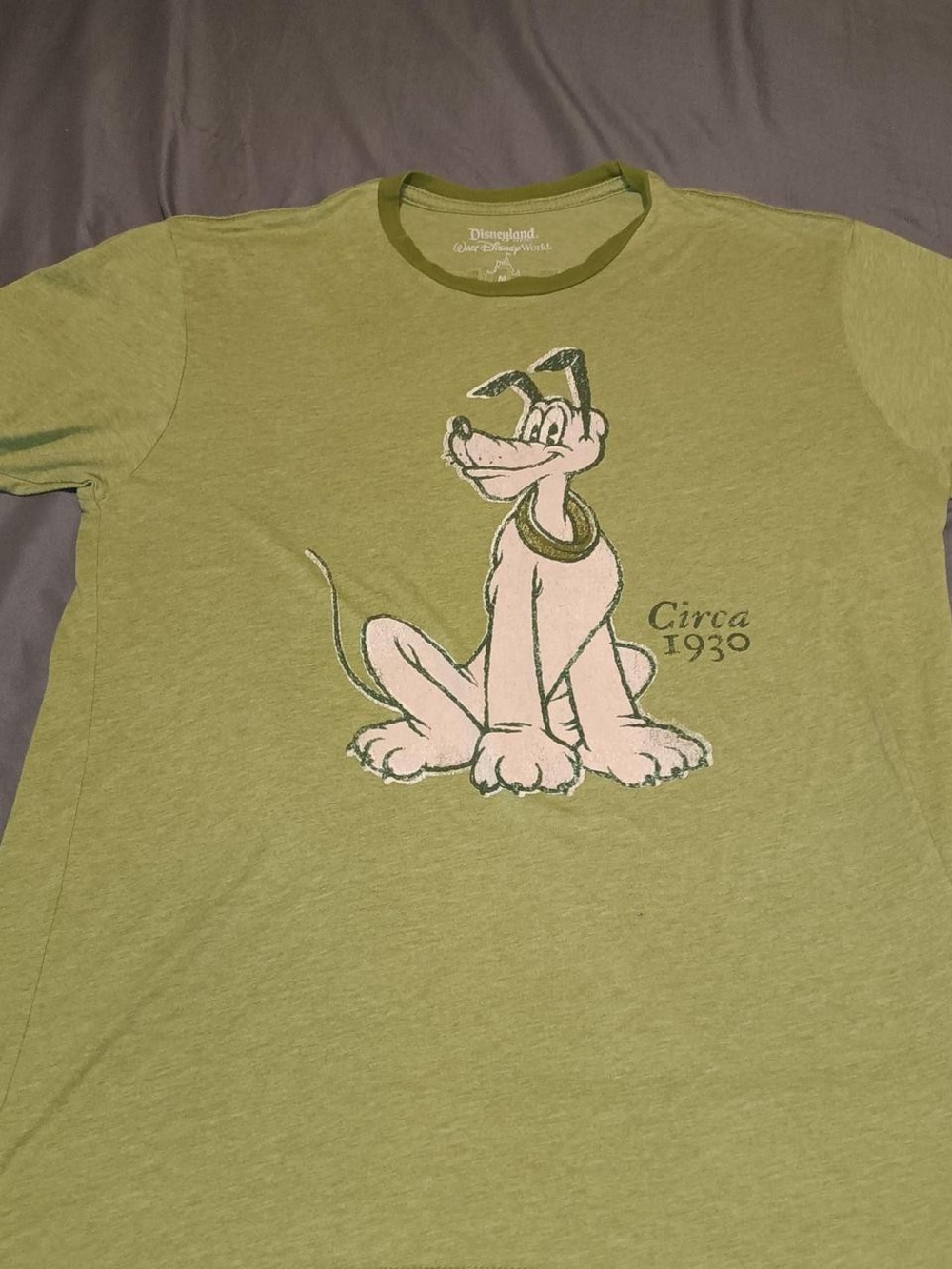 Disney Pluto Graphic Tee - Olive Green